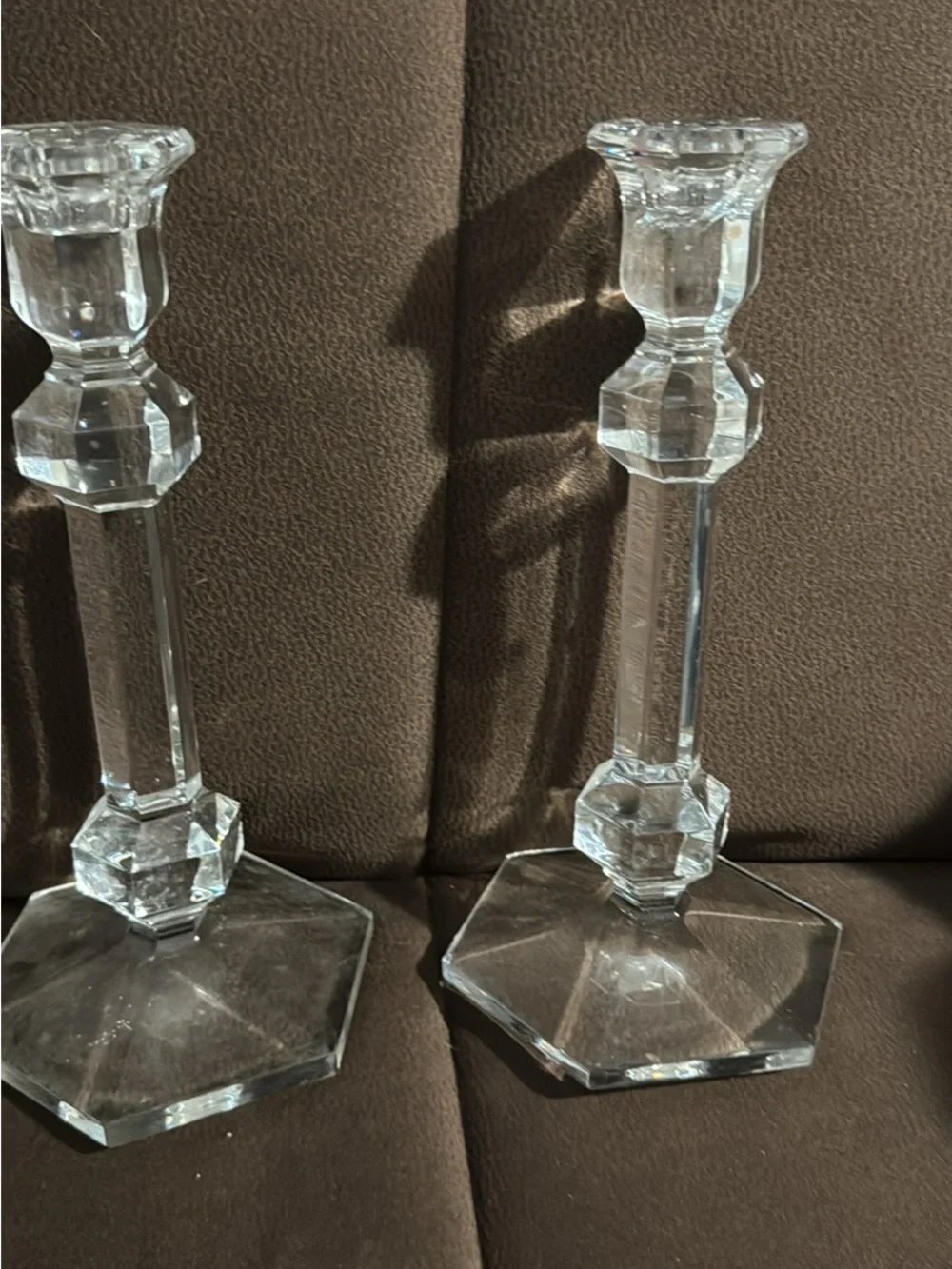 Vintage crystal Val  St Lambert  Candlestick Pair - Elegant Accent